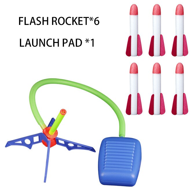 Children&#39;s Rocket Launcher Pneumatic Pedal Launch Rocket ToyOutdoor Flash Light Interactive Toy Birthday GiftChildren Sports Toy: Six light flare