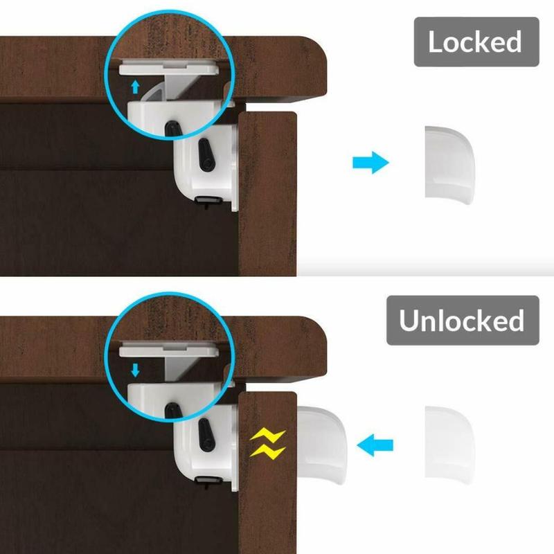 1set Magnetic Children Safety Lock 4 Locks+1 Key Security Cabinet Drawer Kitchen Door Lock Kids Wardrobe Invisible Locks