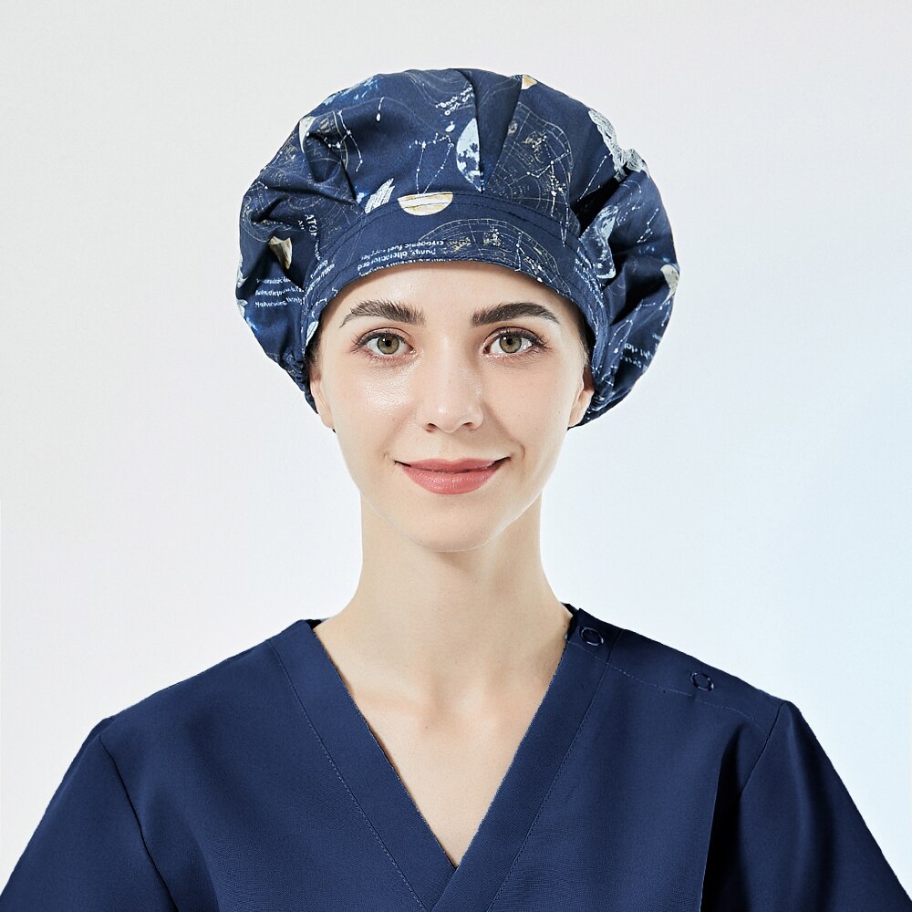 De patrón bata tapas corbata sombrero de trabajo 100% algodón lavables esteticista sombreros Sweatband laboratorio prueba de polvo Bouffant sombrero: 52042