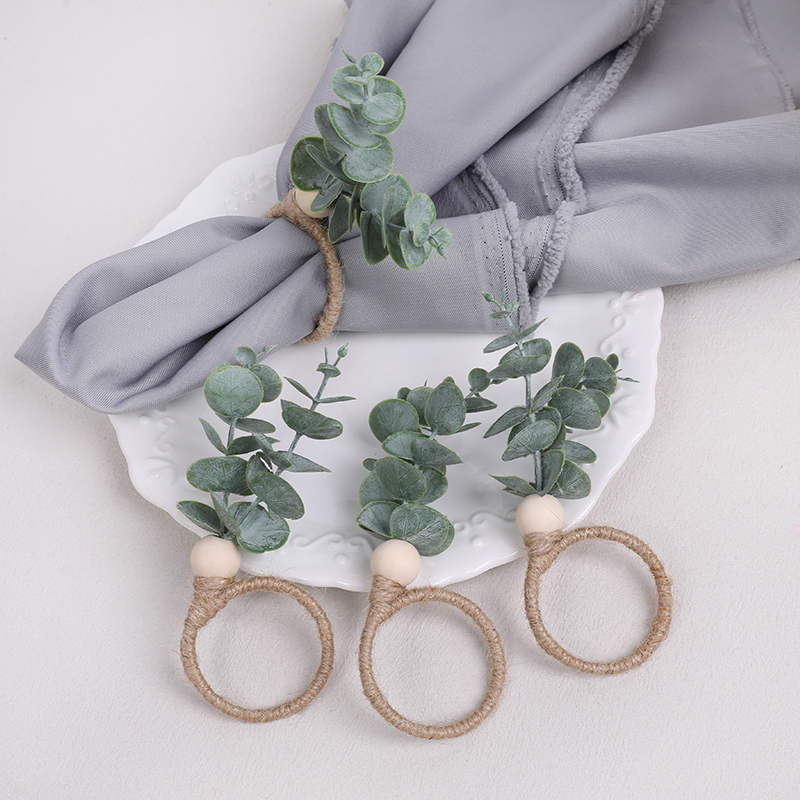 24/1Stck Hochzeit Serviette Ringe Eukalyptus Blätter Serviette Halfter Schnallen Frühling Ostern Hause Tisch Dekoration Geburtstag Party liefert