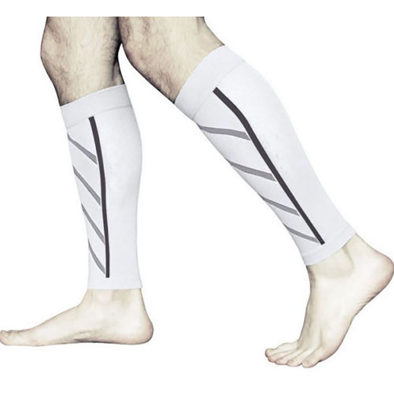 1 Pair Calf Support Graduated Compression Leg Sleeve Sports Socks Outdoor Exercise: white