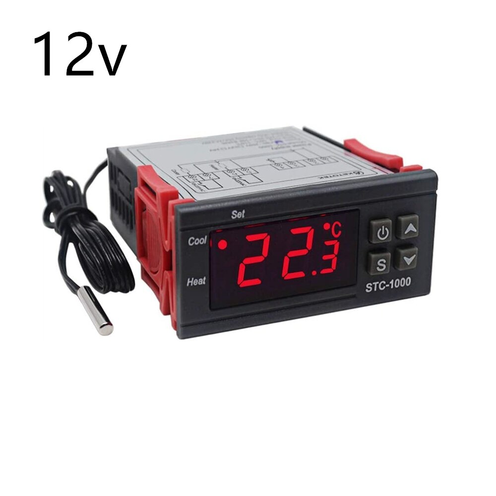 STC-1000 12v 24v 220v digital controlador de temperatura termostato termorregulador incubadora relé 10a led aquecimento refrigeração stc1000: 12V