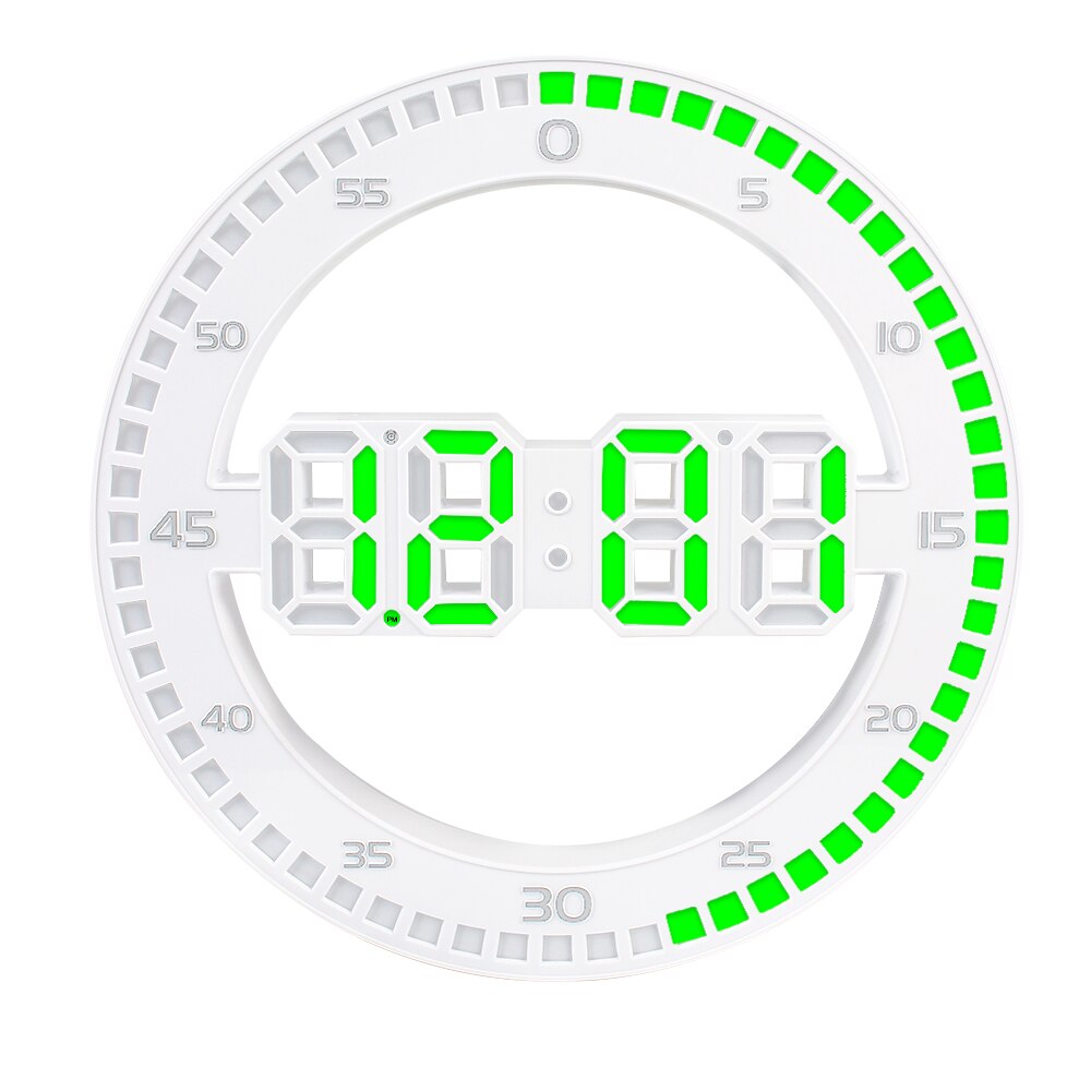 Led Wandklok Temperatuur Thermometer Voor Woonkamer Home Decoratie 3D Digitale Circulaire Lichtgevende Stil Alarm Met Kalender
