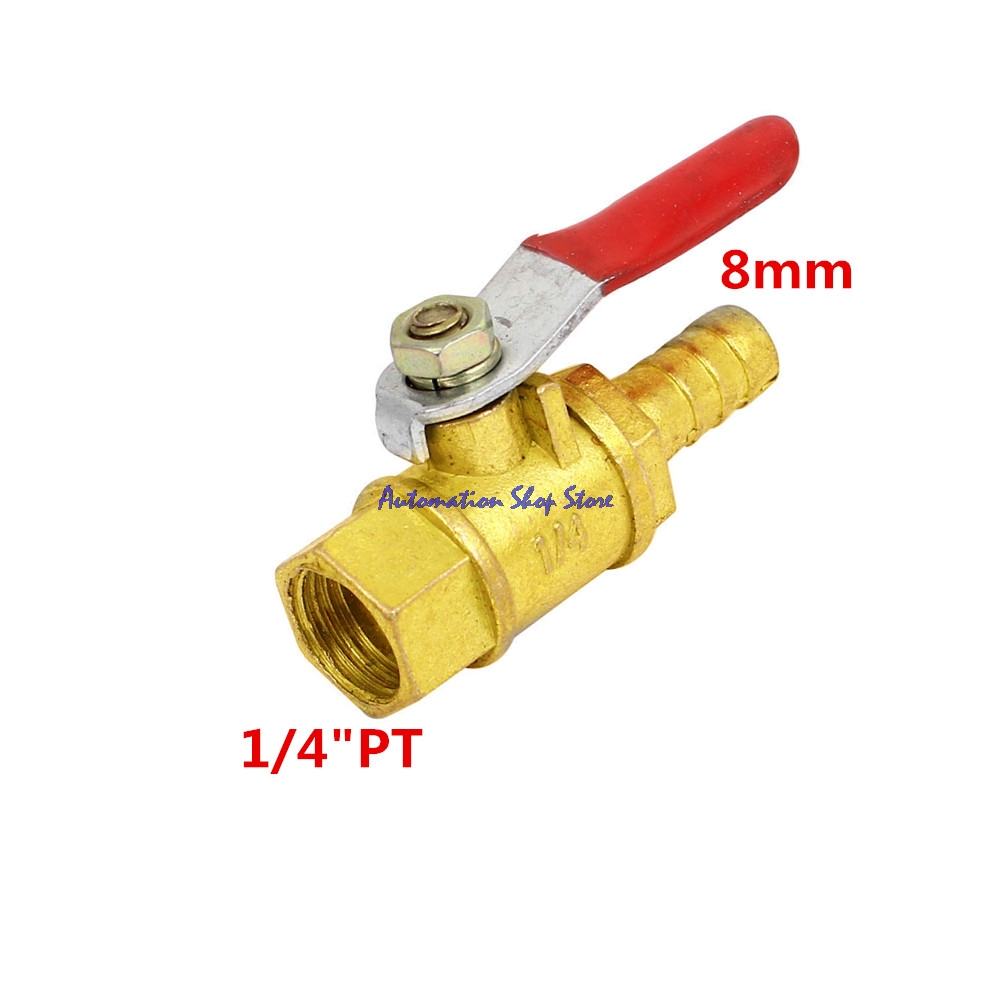 1/4PT Vrouwelijke Draad 8mm Barb Tail Kogelkraan Connector Pneumatische Messing Fitting