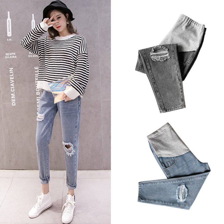 Pantalon en denim pour femmes enceintes, baggy ample, tenue de maternité, collection printemps et automne