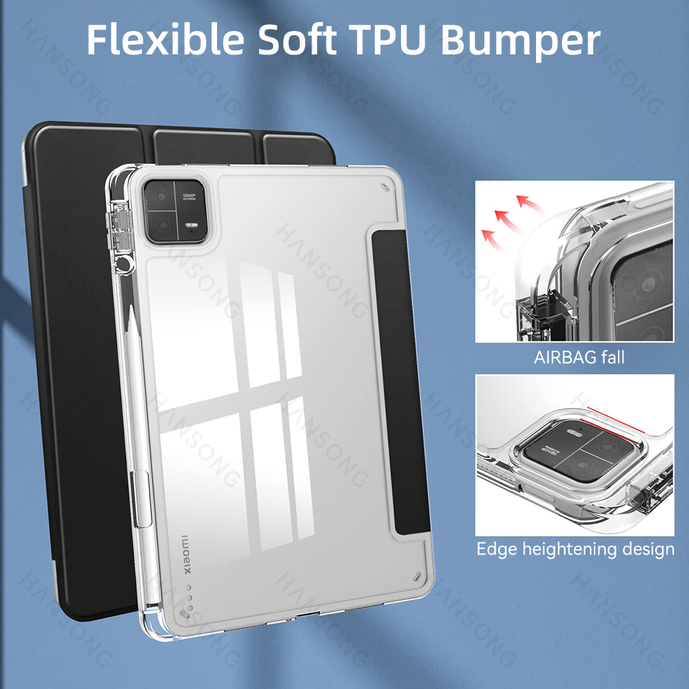 For Mi Pad Case for Xiaomi Mi Pad 5 & 5 Pro 11 inch HD Transparent Case for Mi Pad 6 & 6 Pro 11 inch with Awake / Sleep Cover