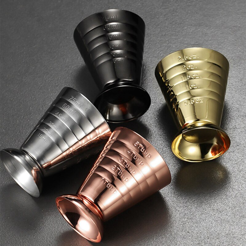 75ml Stainless Steel Graduated Measuring Cup Home Drinking Glass Bar Cocktail Measuring Cup Home Kitchen Gadget Accessories
