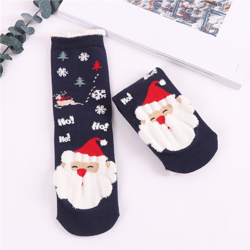 Women Socks Winter Warm Christmas Stereo Socks Cotton Cute Santa Claus Deer Socks Xmas Christmas Socks for girls: D
