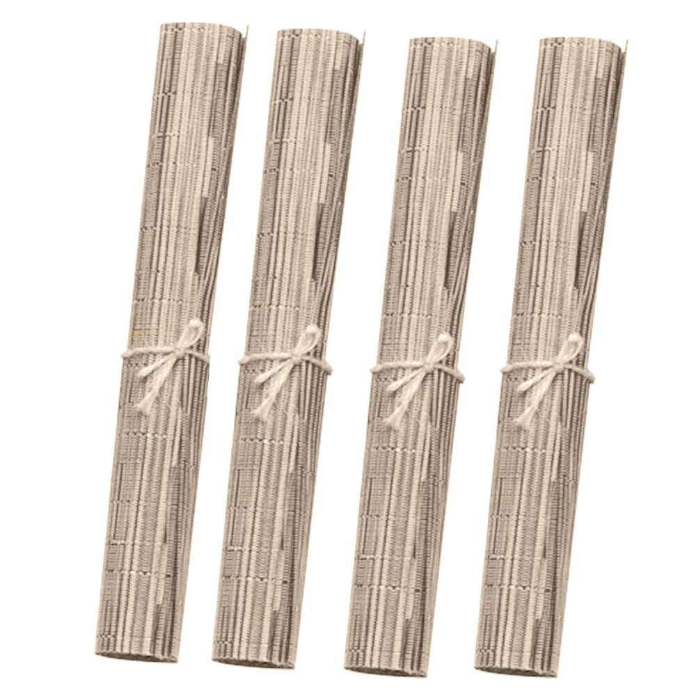 4Pcs/set Simple style Bamboo Plastic Placemats for Dining Table Runner PVC Place Mat in Kitchen Accessories Cup Wine Mat: Light yellow 45x30cm
