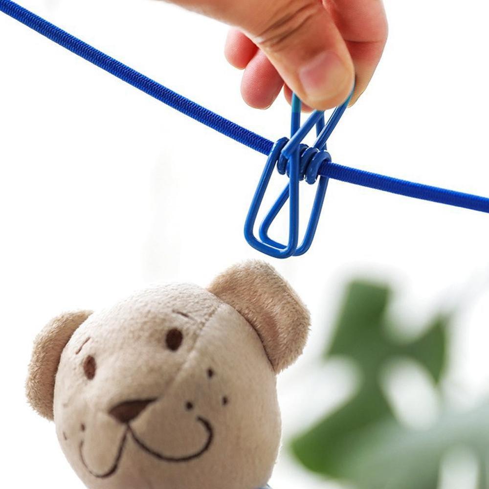 Solid Portable Travel Clothesline for Home Hotel Camping Indoor Outdoor Adjustable End Hooks 12 Clothespin Movable Locking Beads