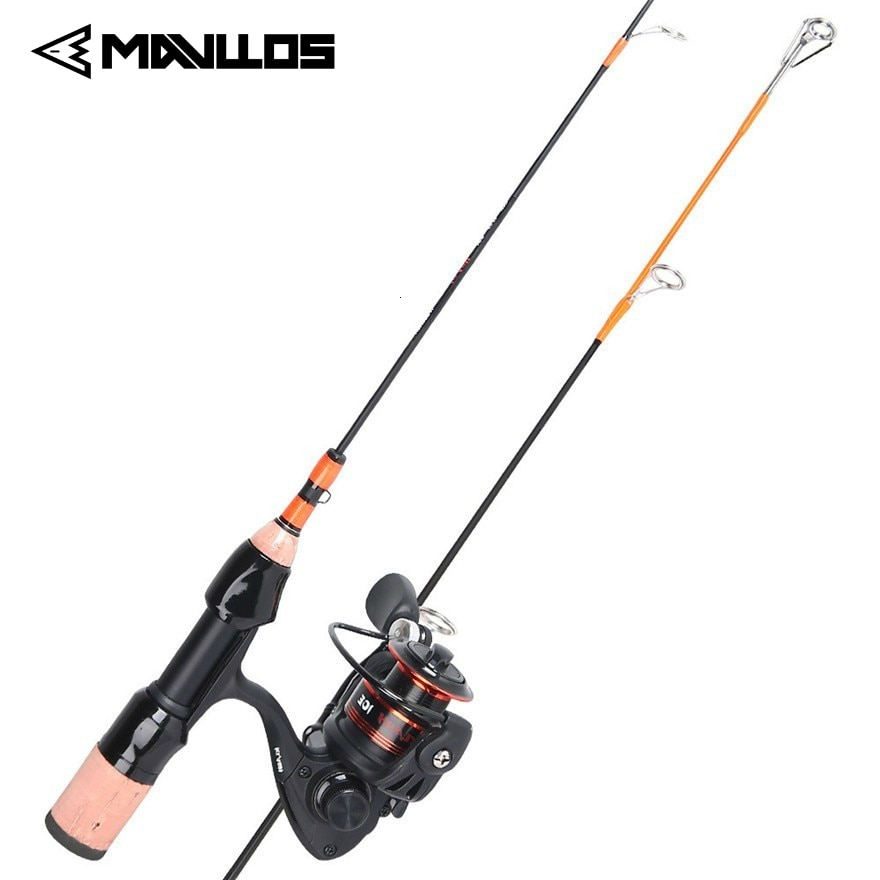 Mavllos Ultralight Ice Fishing Rod Reel Set Combo 8+1 Bearings Fishing Reel 2 Sections 52.5cm Portable Winter Fishing Tackle