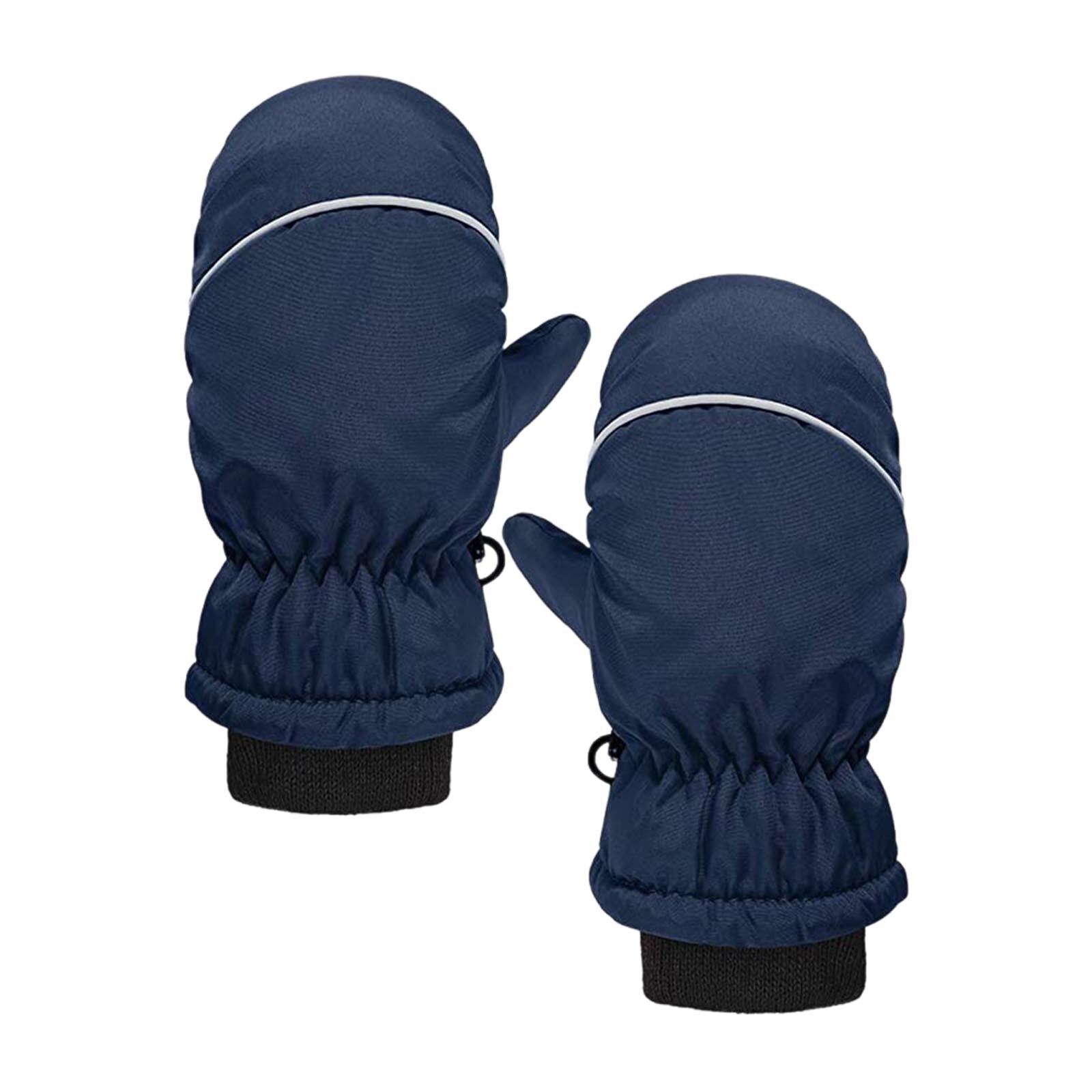 1 Pairs Waterdichte Peuter Baby Winter Skiën Sneeuw Wanten Kids Outdoor Lijn Wanten Koude Proof En Waterdicht Kind Wanten: Dark Blue