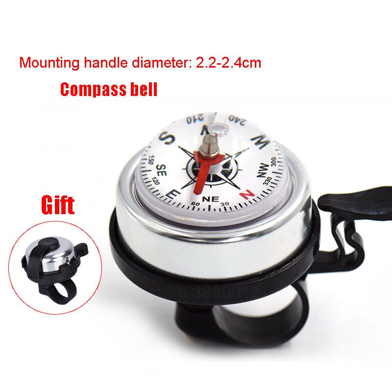 Mountain Bike Compass Bell Speaker Folding Bicycle Horn Loud Handlebar Ring Road Bike Alarm System MTB Cycling Accessories Parts: B-Silver