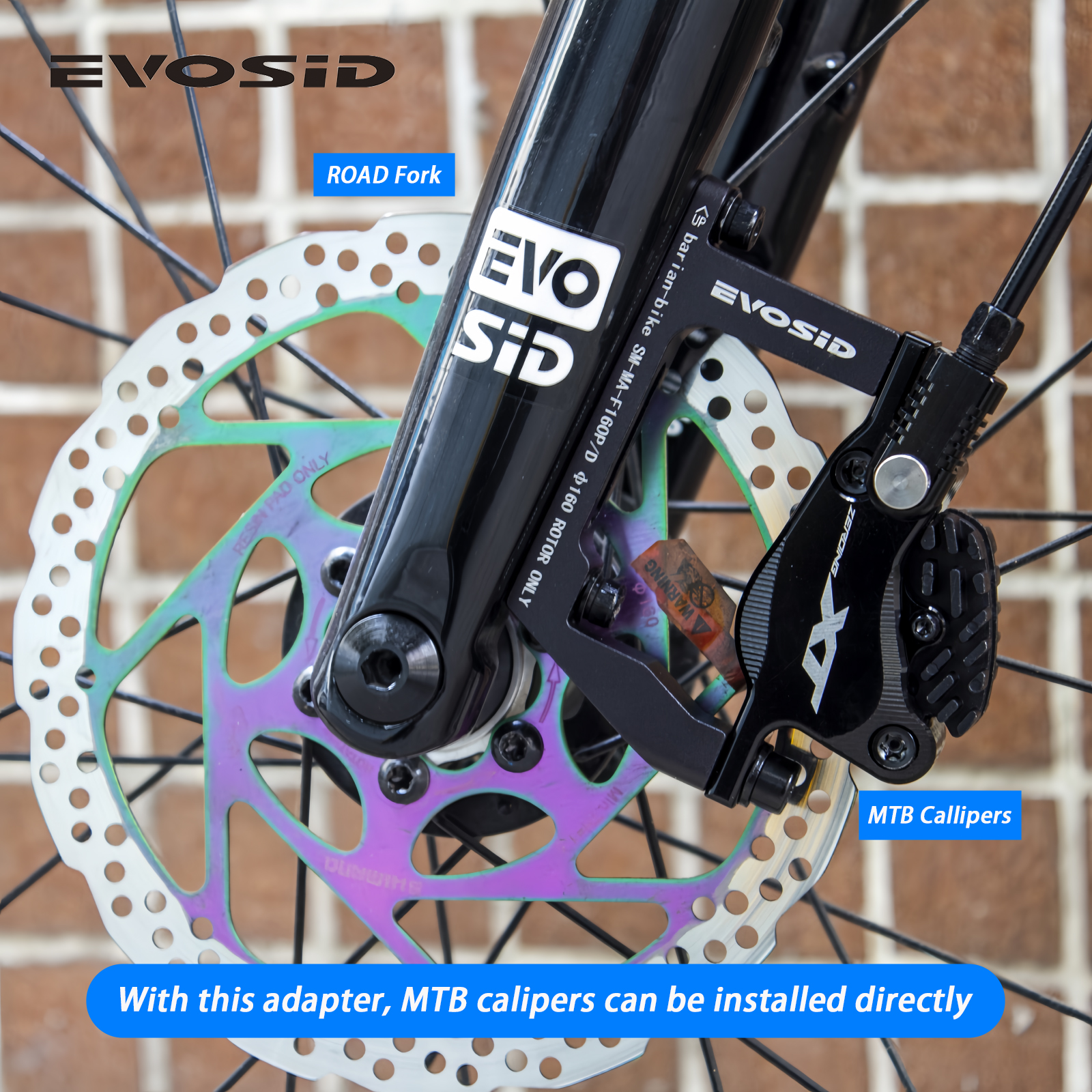 EVOSID Disc Brake Mount Adapter A B Fork Frame Adapter Road Bike Disc Brake Post Mount Caliper Flat Mount Adapter 160mm Rotor