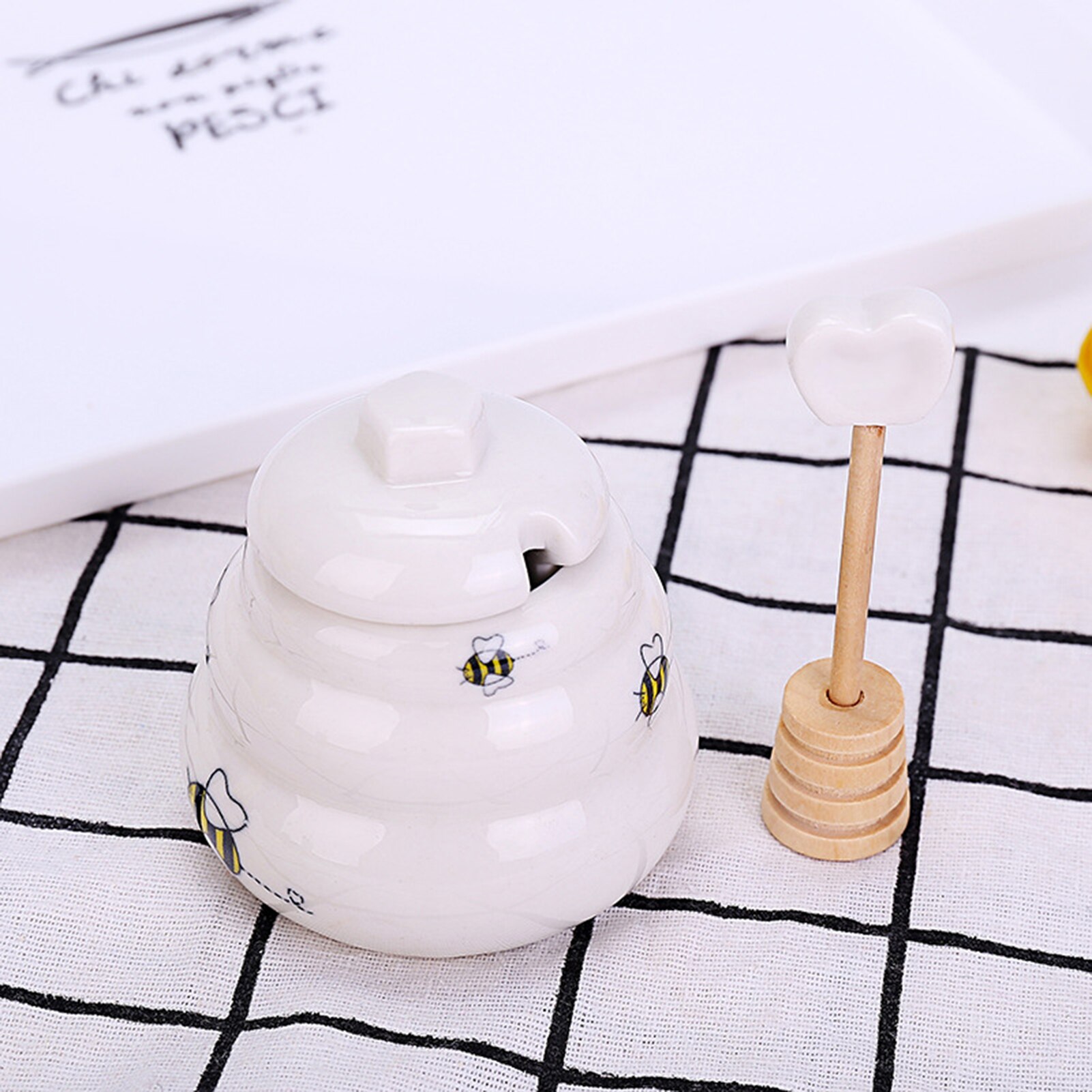 Mini tarro de cerámica para miel, tarro de colmena, suministros para almacenamiento de té y café, accesorios de cocina