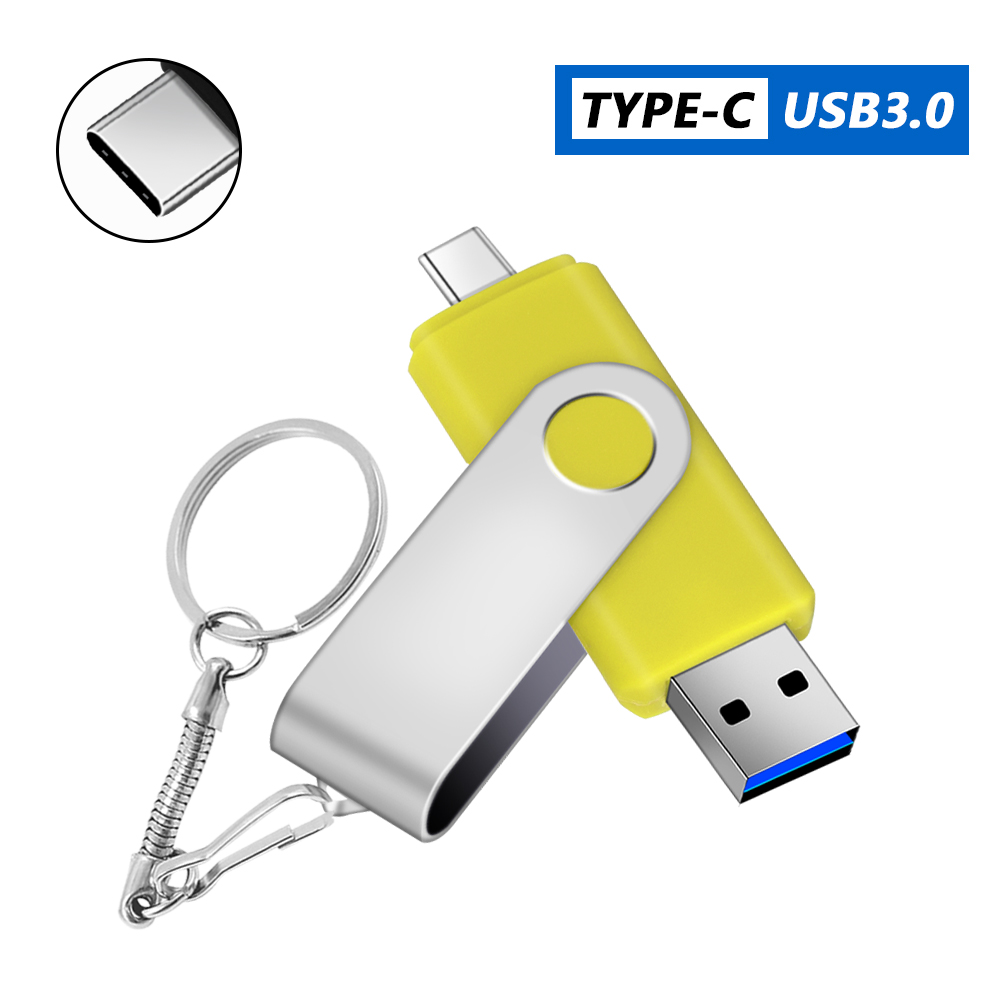 TYPE C USB 3.0 Flash Drive Metal Pen Drive128GB64GB 32GB16GB 8GB Memory Stick 2IN1 High Speed Pendrive U Disk External Storage: GRAY / 8 GB