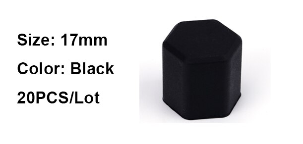 20pcs 17mm Decorative Silicone Car Bolt Caps Wheel Nuts Covers Practical Antirust Hub Screw Cap Protector for Car Accessories: Black