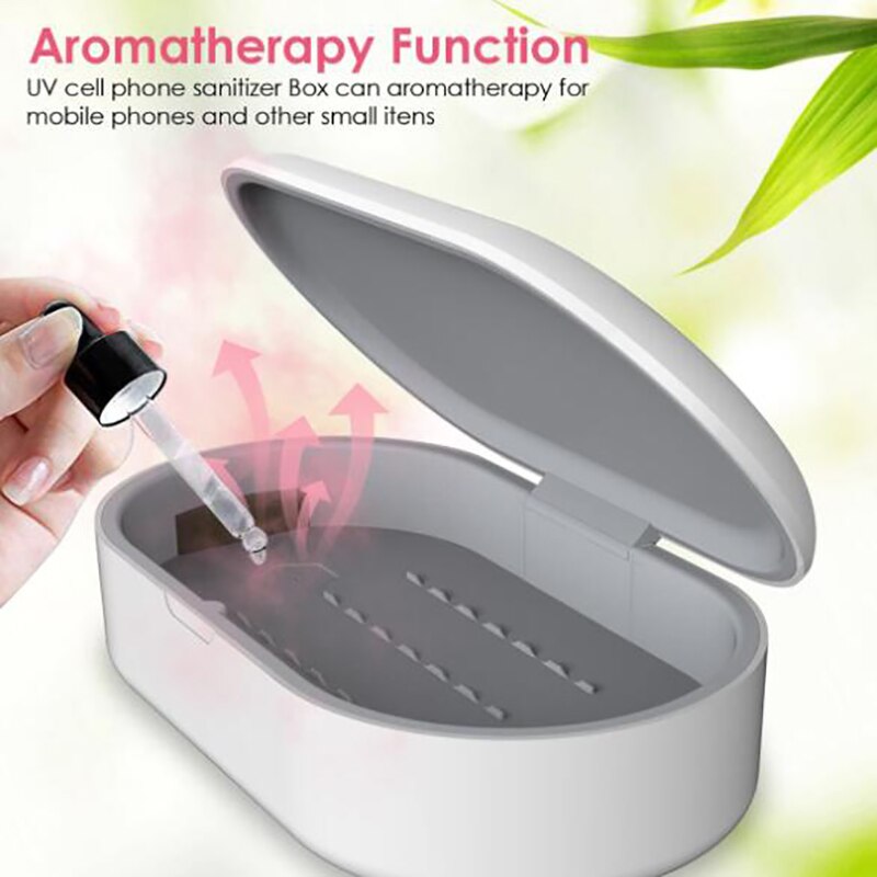 Portable UV Sanitizer, Wireless Charger UV Light Cell Phone Sterilizer with Aroma Diffuser, 3-in-1 Fast Charging UV Cleaner Box