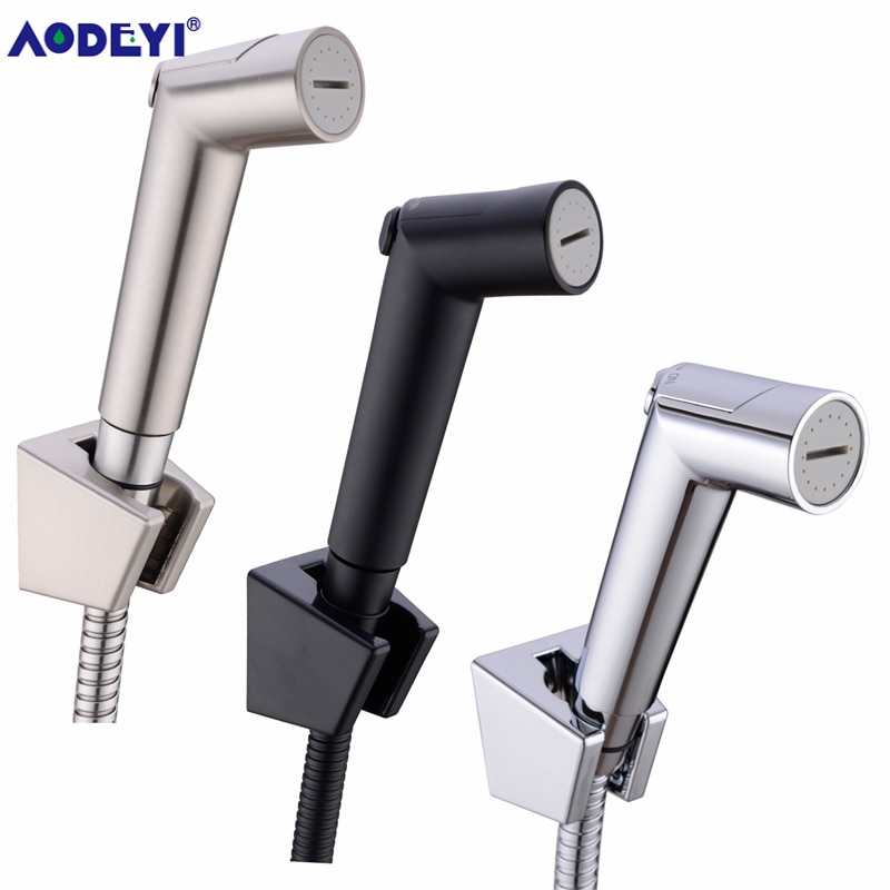 Toilet badeværelse håndholdt bidet spray ble bruser sprøjtesæt flow abs kontrol bærbar shattaf jet douche kit sort/krom