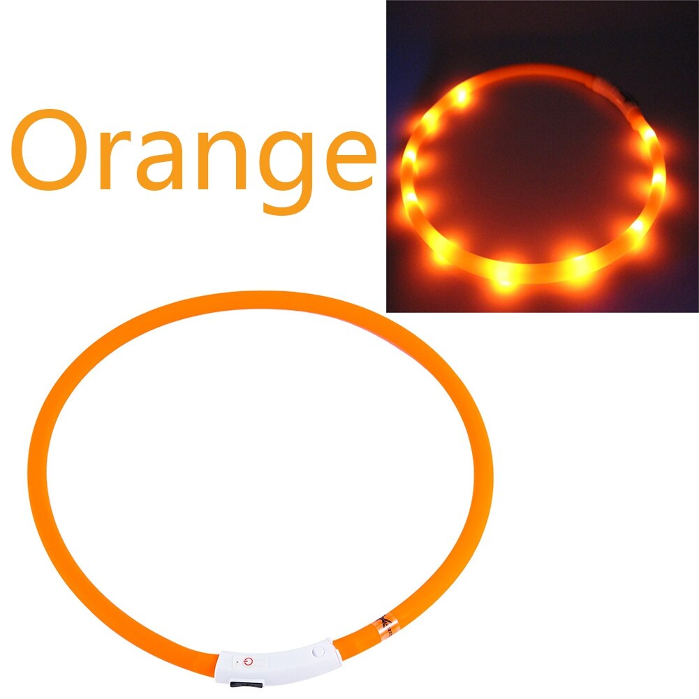 Pet Dog LED Collar USB Rechargeable Luminous Flashing Collar Pet Necklace Outdoor Glowing Walking Night Safety Accessories: O / M