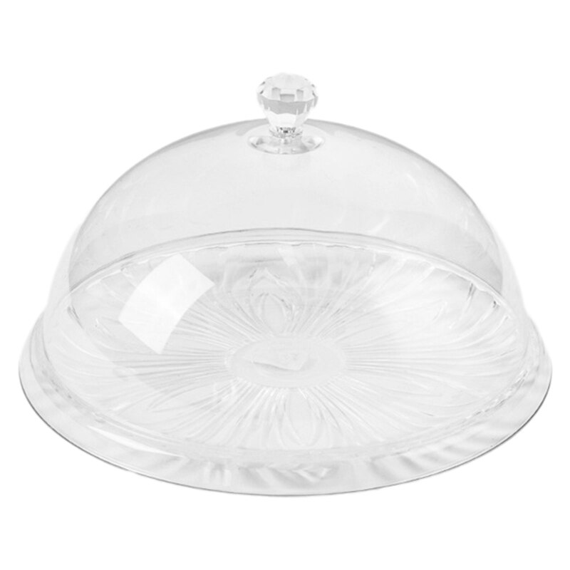 1Set Transparent Round Food Cover Foods Preservation Lid Cake Lids PC Acrylic Meal Bread Cake Snack Dust Tray: Default Title