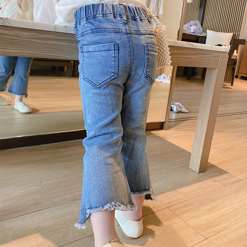2-8T Kid Girl Jeans Toddler Baby Spring Clothes pantaloni in Denim elasticizzato a vita alta pantaloni eleganti per bambini dolci carini Streetwear