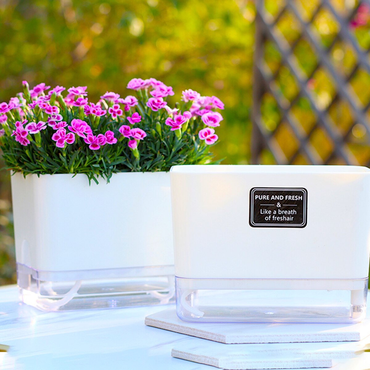 Self Watering Planter Pot Magnetic Adsorbtion Flower Container Automatic Lazy Water Storage Basin for Home Garden Indoor