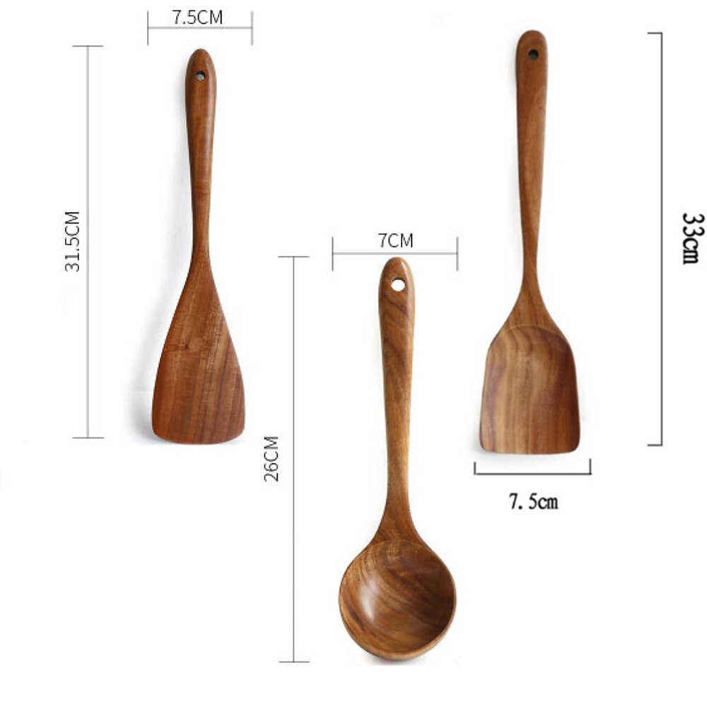 Teak Natürliche Holz Kochgeschirr Küche Utensilien Kochen Werkzeuge setzt Geschirr Geschirr Geschirr Löffel Schaufel Sieb Holz Bausatz: Burgunderrot
