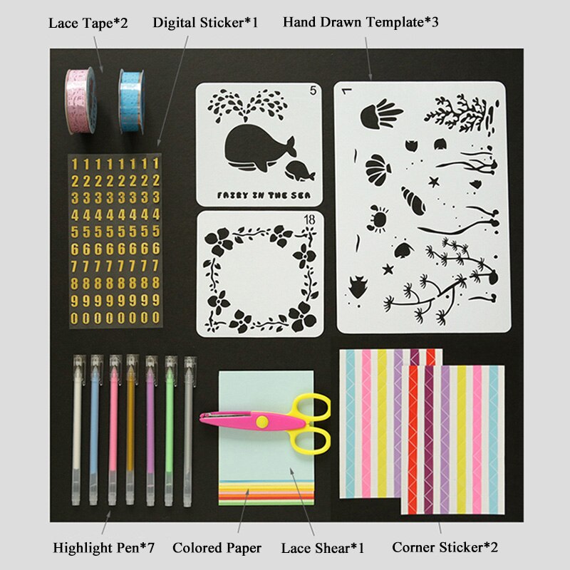 1Set Plastic Scrapbook Stencil Tool For Kis/Adults DIY Photo Album Scrapbook Tool Kit Self Adhesive Stencil Pattern Hand Drawing: pattern 3