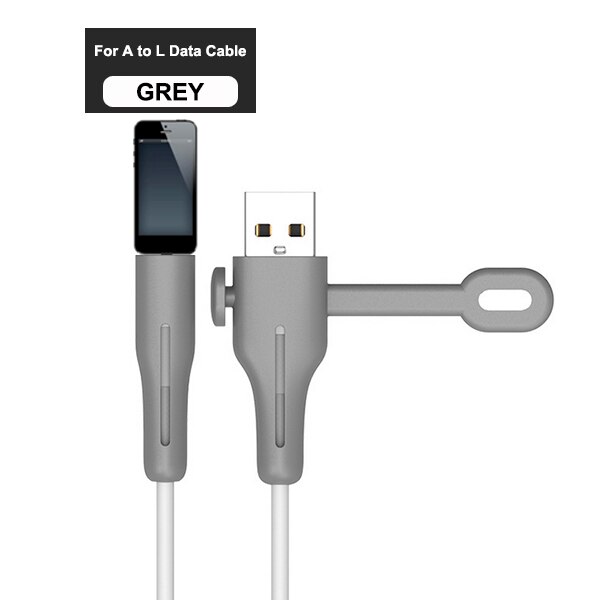 Protecteur de câble pour Apple iPhone USB chargeur câble protecteur cordon économiseur fil enrouleur Protection pour iPhone ligne de données protecteur: A to L  Grey