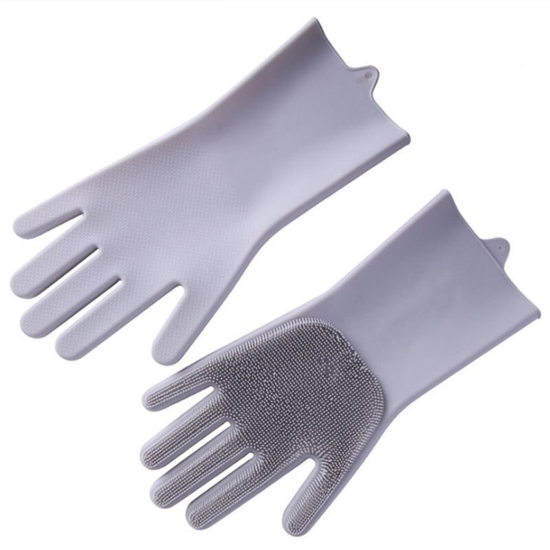 Gants en Silicone pour la cuisine, 1 paire de gants de nettoyage magiques pour la vaisselle et l'entretien de la maison: gray