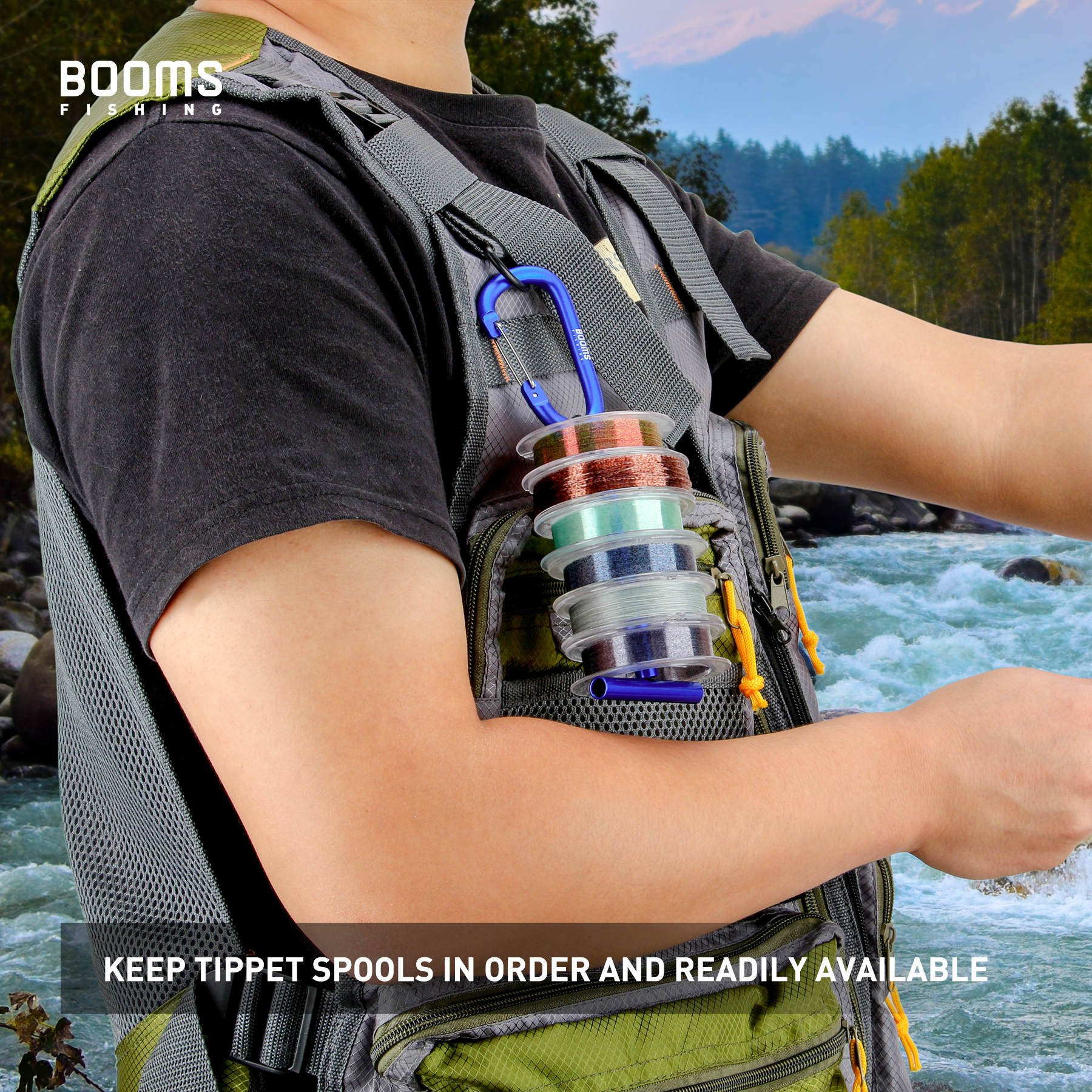 Booms Fishing SH1 Fly Fishing Holder For Storing Multiple Tippet Line Spool Holders Durable Leader holder Tippet Spool Holder