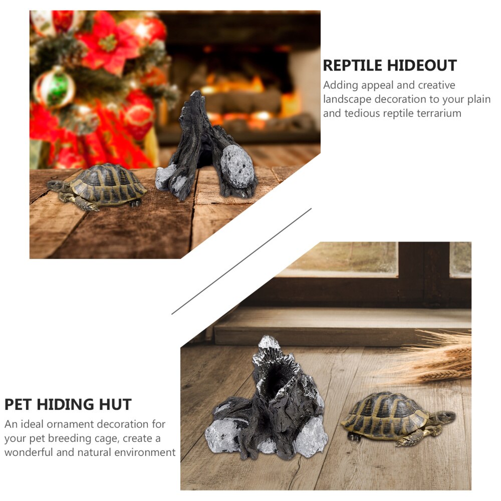 Reptile Terrarium Hiding Hut Lizard Dragon Beard Cage Hideout Landscape Habitat