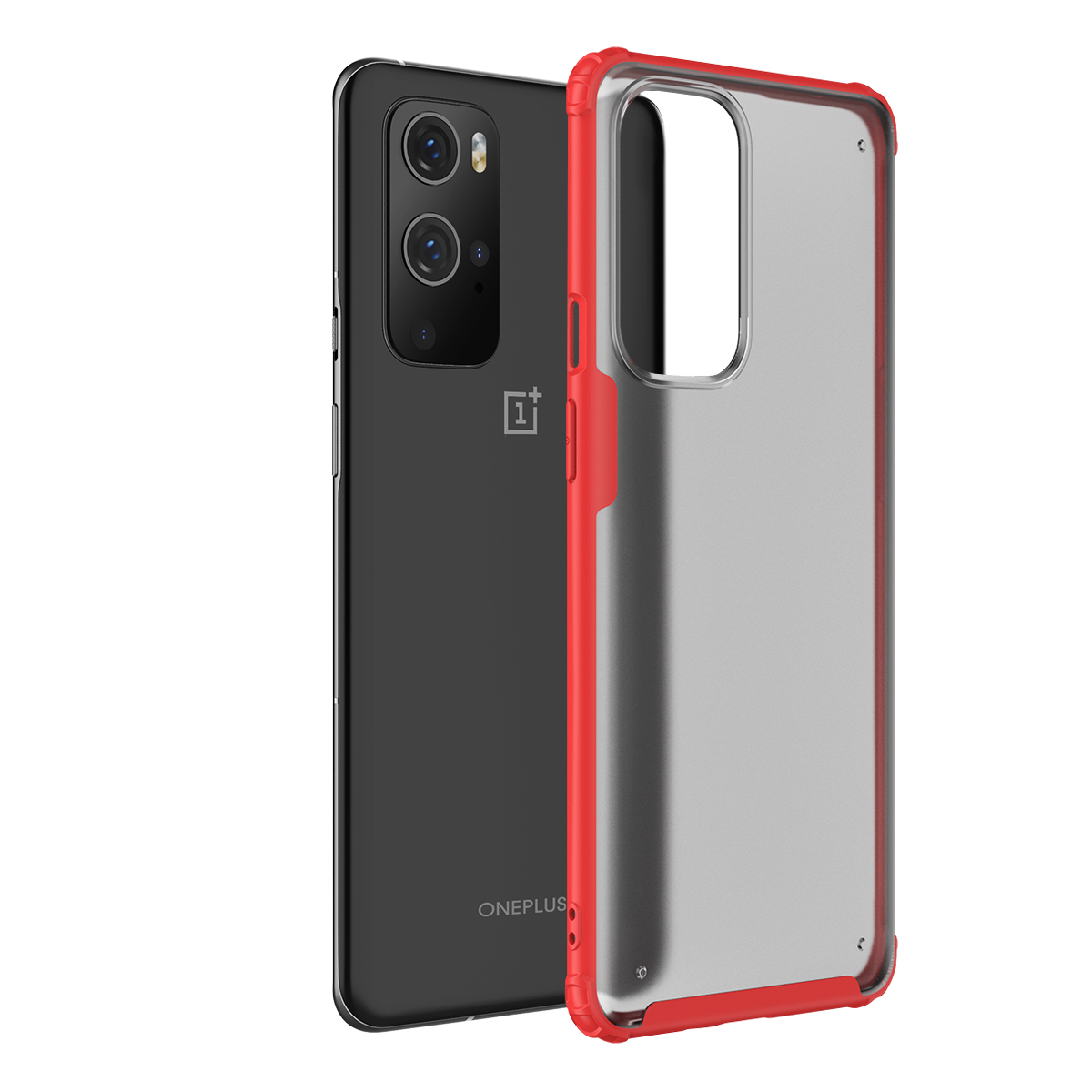 Voor Oneplus 9 9R Case Ipaky Matte Transparante Tpu Pc Gecombineerd Case Shockproof Armor Cover Voor Oneplus 9 Pro Case: for OnePlus 9 Global / Red