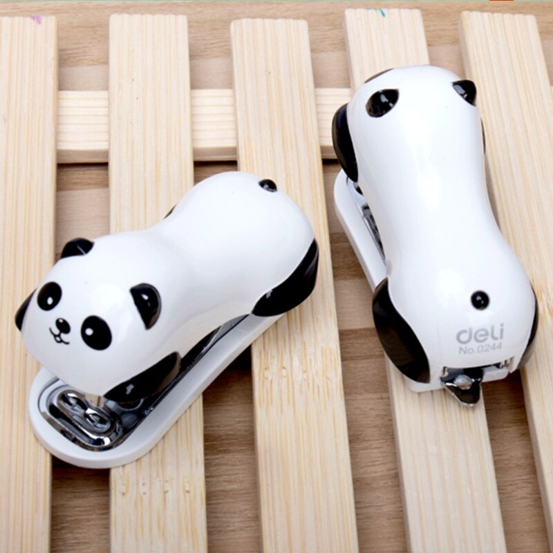 Cute Cartoon Mini Portable Panda Stapler Staple Set Student Stationery School Office Supplies Business 10# Staples 1000pcs