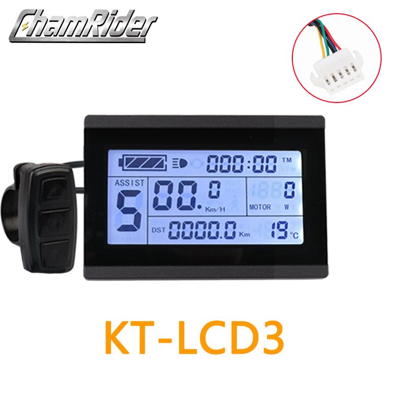 LCD3 Ebike Display LCD8HU KT LCD Electric Bicycle Meter LCD5 For KT Intelligent Controller 52V 48V 36V LCD Panel Waterproof Plug: LCD3 24V 36V 48V