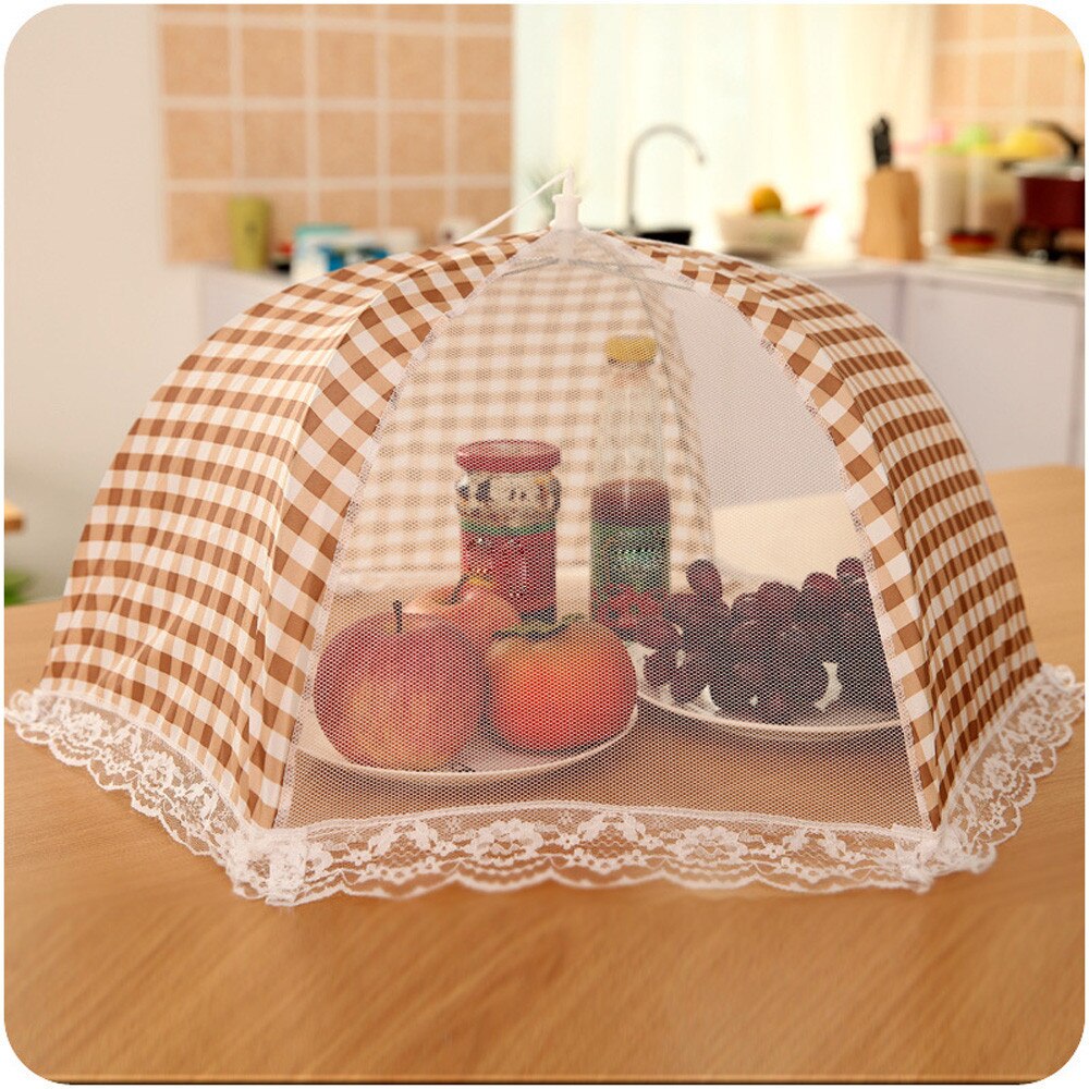 Practical Kitchen Accessories Folded Food Cover Hygiene Grid Style Kitchen Food Dish Umbrella Cover Kitchenware