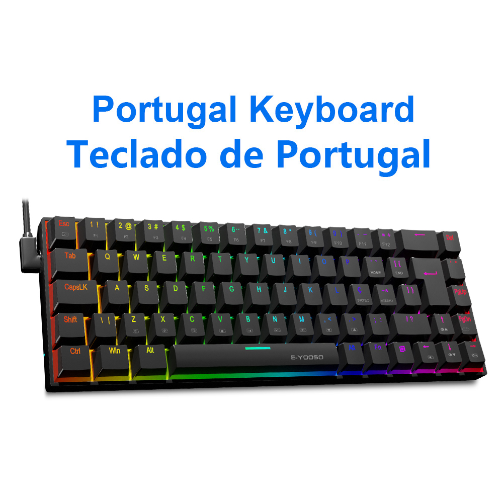 E-YOOSO Z686 RGB USB 60% Mini clavier filaire de jeu mécanique mince commutateur rouge 68 touches Gamer pour ordinateur portable: Or