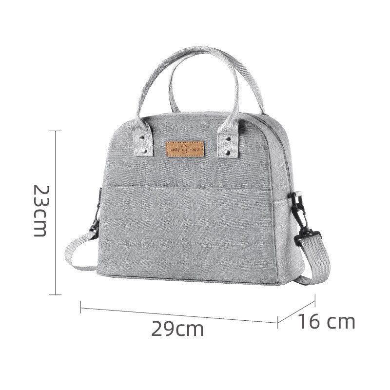 Wasserdichte Tragbare Isolierte Kühltasche Thermische Einfache Leinen Handtasche zu Arbeiten Schulter Gurt Bento Mittagessen Tasche für Lebensmittel: grau 29x16x23