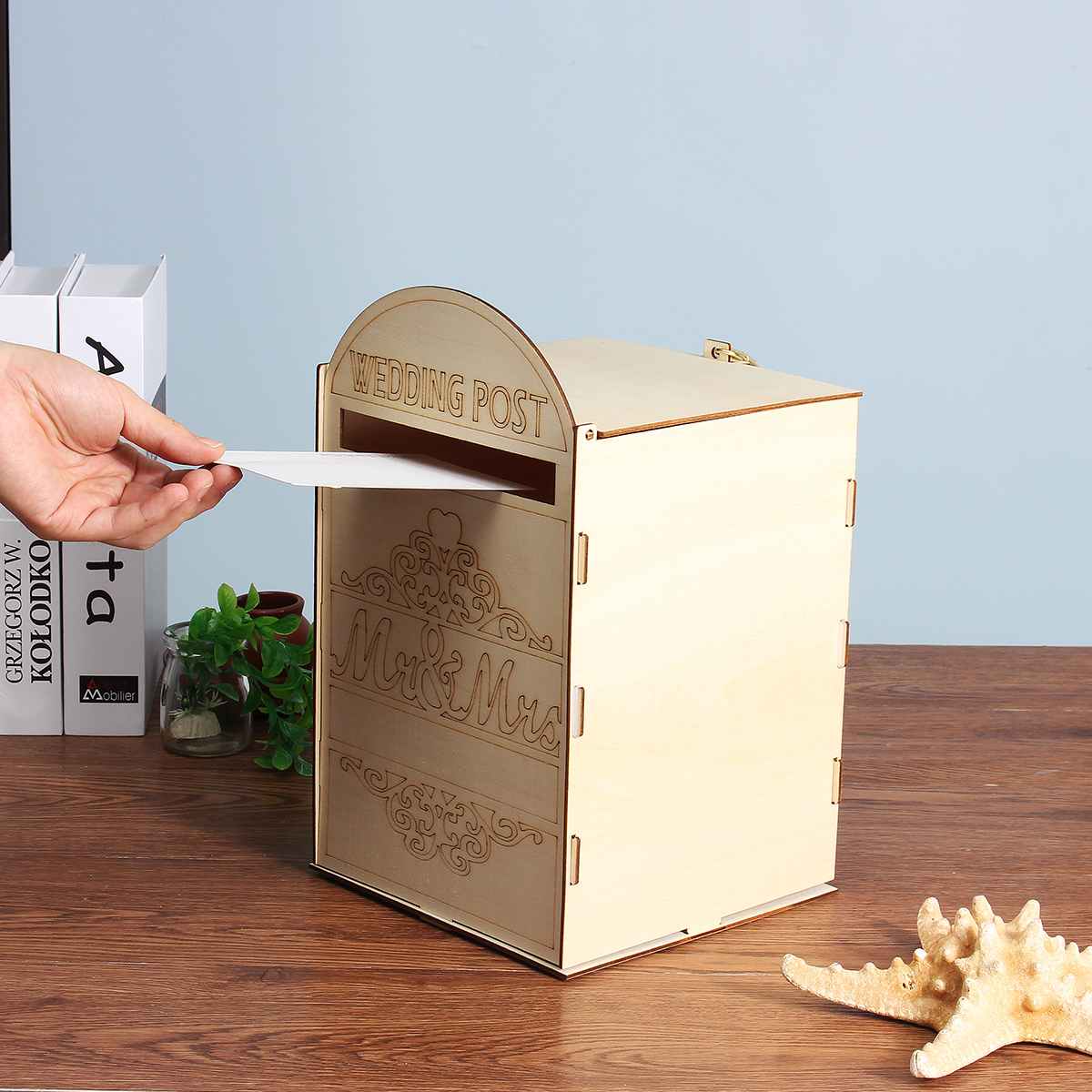 DIY Wooden Wedding Supply Mailbox Royal Mail Style Ornaments Wedding Retirement Party Post Box Plywood Card Boxes With Lock Key