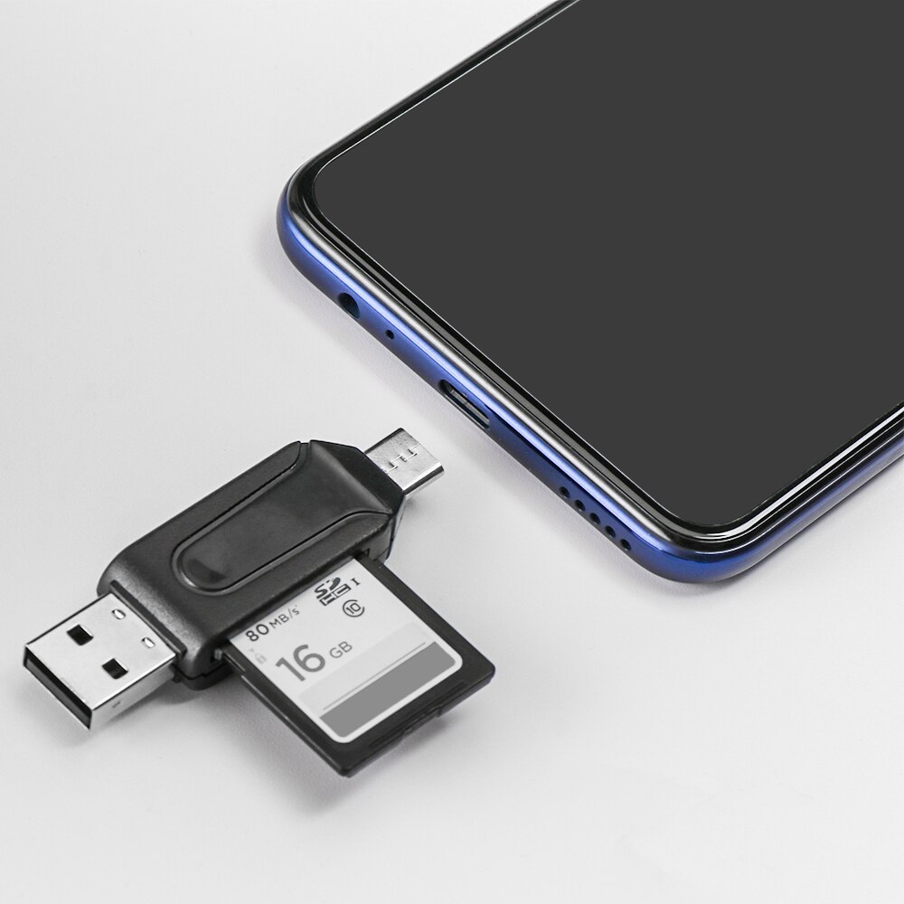 1PC 2 in1 Type-C & USB OTG Memory Card Reader Universal Micro USB TF/SD Card Reader Phone Extension Headers Adapter Accessories