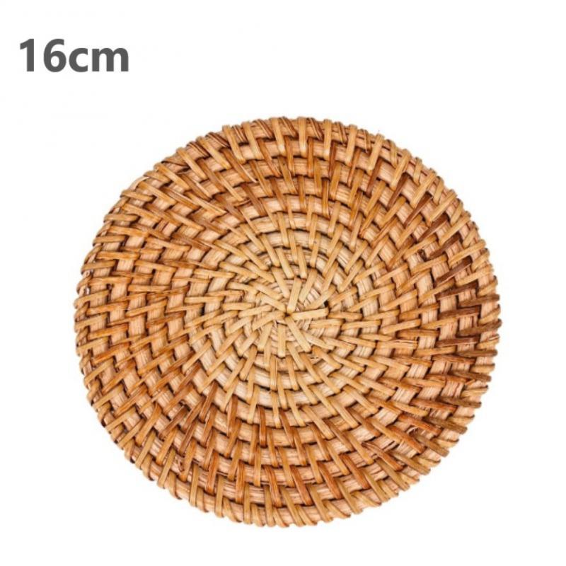 1Pc Herfst Rotan Hand-Woven Coaster Creatieve Eettafel Mat Kom Mat Pot Mat Ketel Mat Isolatie Pad mon-Slip Mat: 16cm