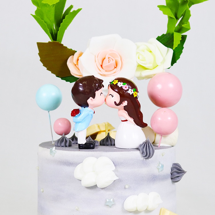 Bruiloft Kus Paar Party Cake Topper Bruiloft Cupcake Cupcake Topper Voor Bruiloft Dessert Tafel Decorvalentine 'S Dag Cake Decorat