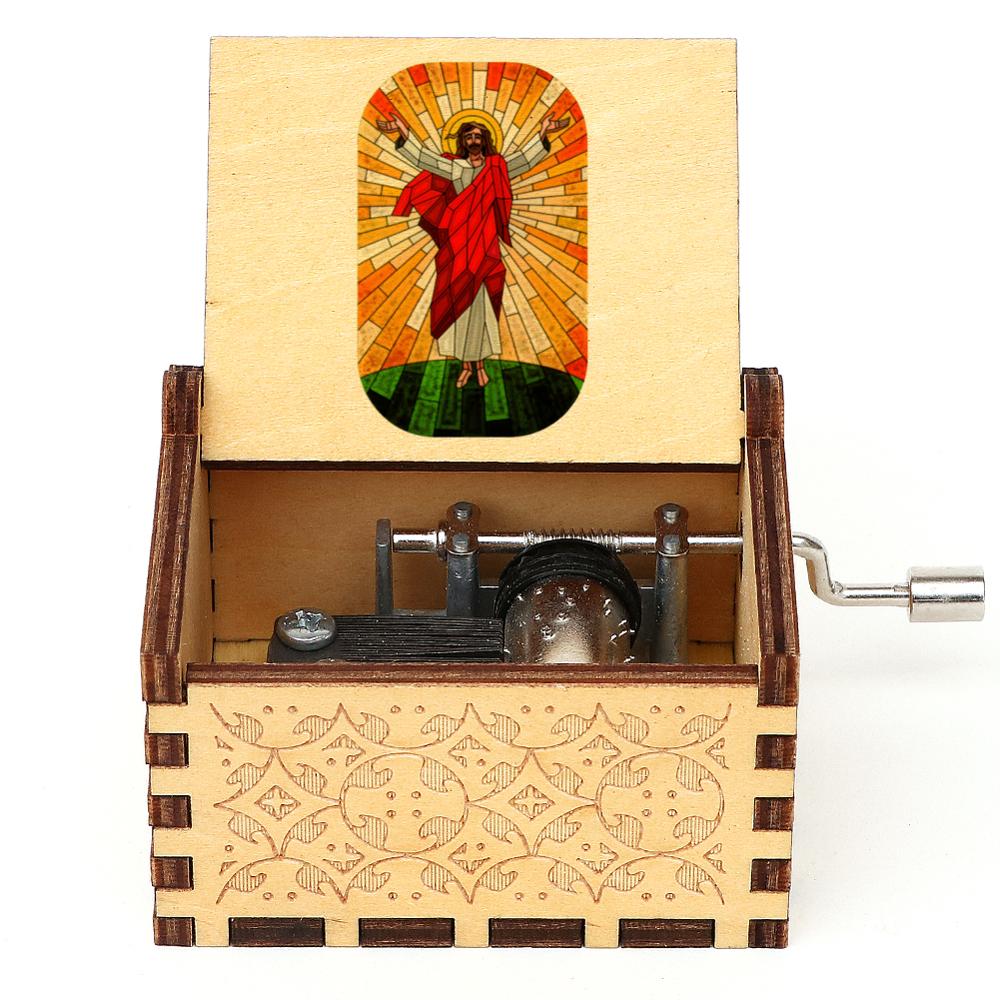 Vintage Engraved Music Box Wooden Musical Box 3D Printed Amazing Grace Theme Music Box Christmas Birthday: P-YS-59