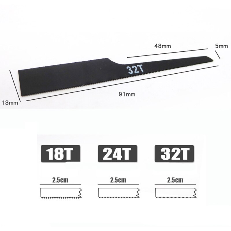 10pcs Reciprocating Air Saw Blades Carbon Steel Black Cut Tool Pneumatic 18T 24T 32T
