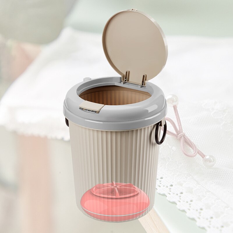 8L Mini Washing Machine Fully Automatic USB Charging Household Dehydration Mini Tube 3-5 Kg Wash And Dry Underwear Care Cleaner: Ivory