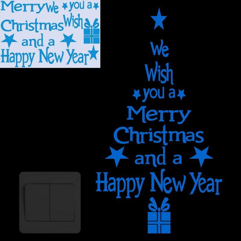 Merry Christmas Tree Glow in the Dark Wall Stickers Happy Year Shop Window Home Decor Switch DIY Decoration Luminous Sticker: LM