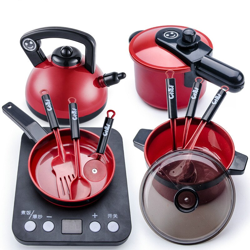 Cucina per bambini Set Da Cucina Giocattoli di Grandi Dimensioni Bambola di Simulazione Cibo Pentolame E Utensili Per Cucinare Pentola Padella di Cottura Utensili della Casa del Gioco Giocattoli per le Ragazze: 11pcs