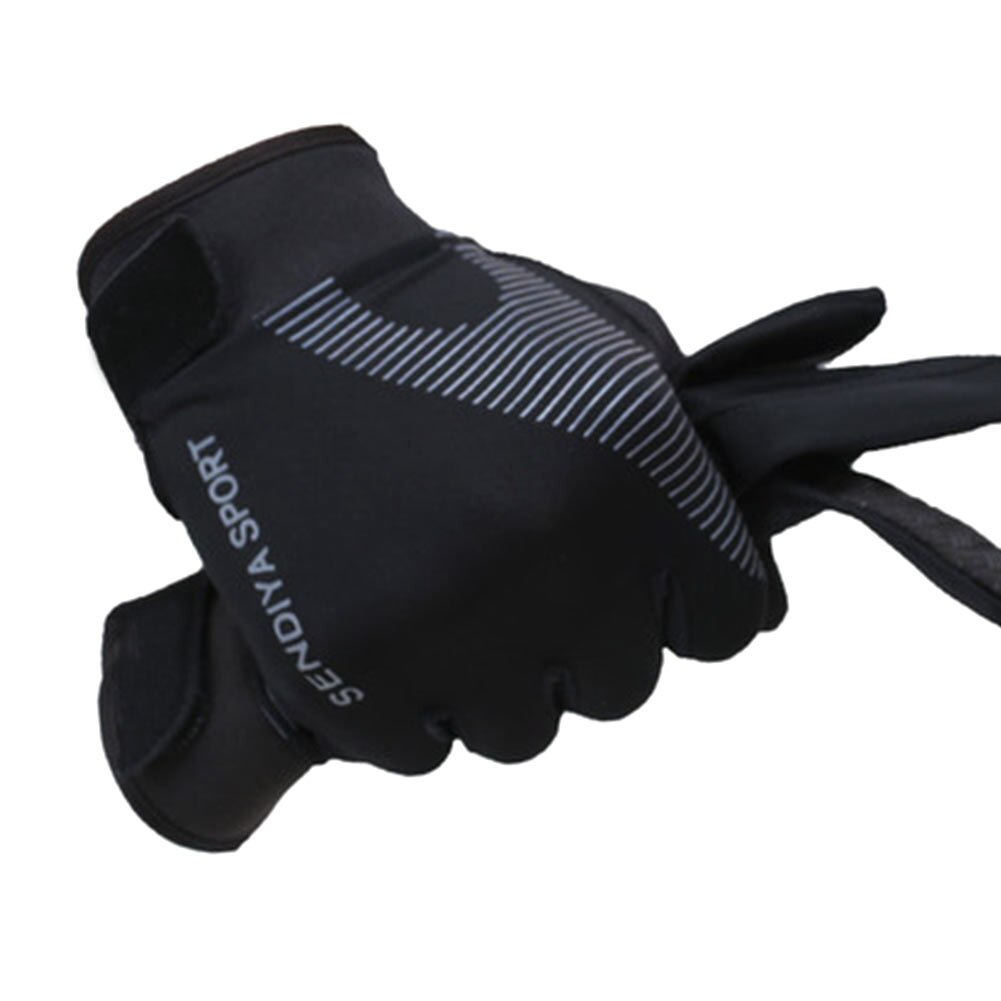 Skridsikre cykelhandsker fuldfinger touchscreen mænd kvinder mtb handsker åndbare vanter lette klatre-ridehandsker: Sort / Xl