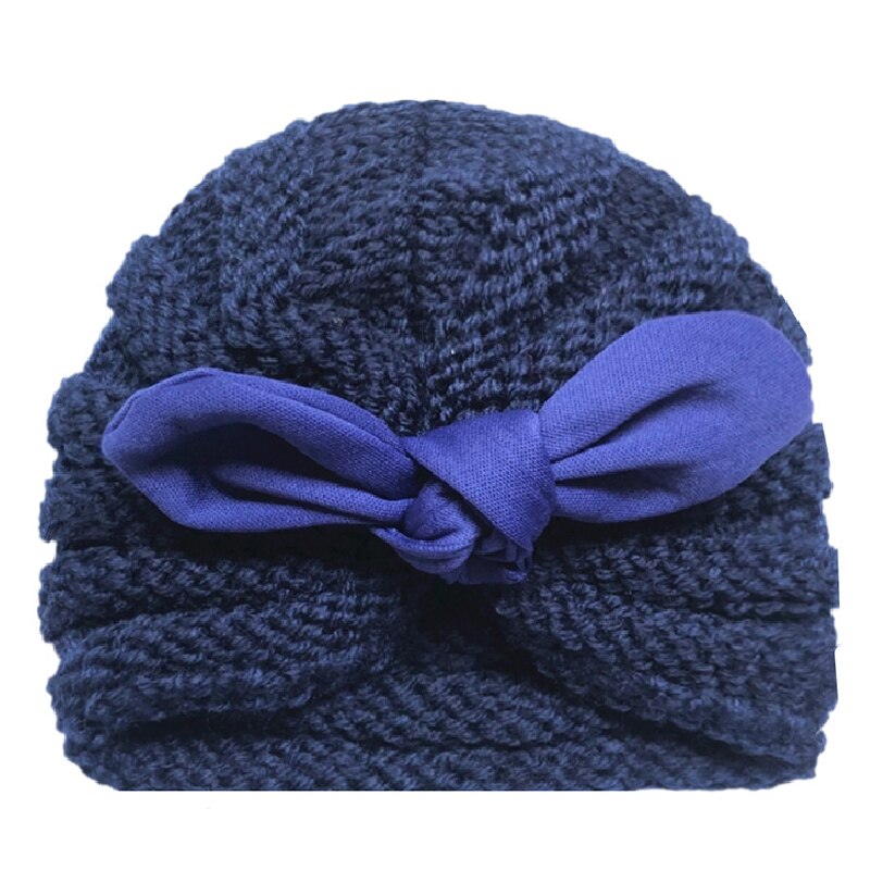 Gorro turbante con Orejas de conejo para niña bebé, turbante, gorro tejido de lana lisa, diadema, sombrero para niño, diadema, gorro para niño, gorro, gorro para chico, niños: Azul marino